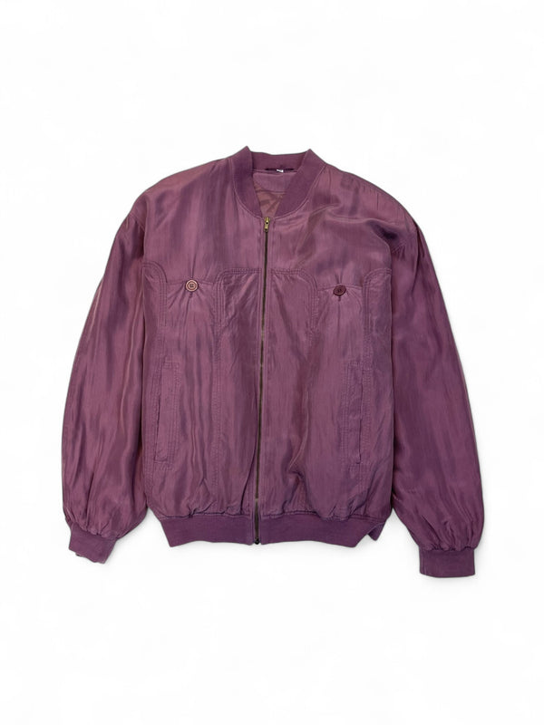 Vintage - M Purple Silk Bomber Jacket